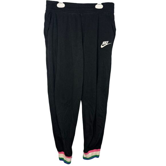 Nike Sweatpants Joggers Women's Size Medium Black Colorful Athleisure - Picture 1 of 5